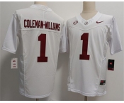 Men's Alabama Crimson Tide #1 Ryan Alexander Coleman-Williams Jr White F.U.S.E 2026 Stitched Football Jersey