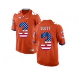 2016 US Flag Fashion Clemson Tigers Artavis Scott #3 College Football Limited Jersey - Orange