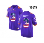 2016 US Flag Fashion Youth Clemson Tigers Artavis Scott #3 College Football Limited Jersey - Purple