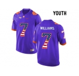 2016 US Flag Fashion Youth Clemson Tigers Mike Williams #7 College Football Limited Jersey - Purple