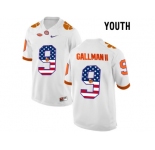 2016 US Flag Fashion Youth Clemson Tigers Wayne Gallman II #9 College Football Limited Jersey - White
