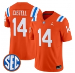 Men's Florida Gators #14 Jordan Castell Orange ‘1960s Throwback’ F.U.S.E. Vapor Limited Stitched Jersey