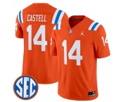 Men's Florida Gators #14 Jordan Castell Orange ‘1960s Throwback’ F.U.S.E. Vapor Limited Stitched Jersey