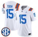 Men's Florida Gators #15 Tim Tebow White ‘1960s Throwback’ F.U.S.E. Vapor Limited Stitched Jersey