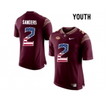 2016 US Flag Fashion-2016 Youth Florida State Seminoles Deion Sanders #2 College Football Limited Jersey - Red