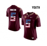 2016 US Flag Fashion-2016 Youth Florida State Seminoles Jameis Winston #5 College Football Limited Jersey - Red