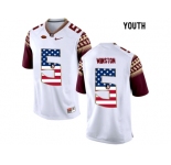 2016 US Flag Fashion-2016 Youth Florida State Seminoles Jameis Winston #5 College Football Limited Jersey - White