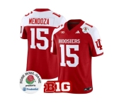 Men's Indiana Hoosiers #15 Fernando Mendoza 2025 F.U.S.E. Rose Bowl Red White Stitched Jersey