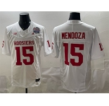 Men's Indiana Hoosiers #15 Fernando Mendoza White F.U.S.E. Peach Bowl Patch Stitched Football Jersey