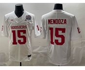 Men's Indiana Hoosiers #15 Fernando Mendoza White F.U.S.E. Peach Bowl Patch Stitched Football Jersey