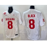 Men's Indiana Hoosiers #8 Kaelon Black White F.U.S.E. 2025 National Champions Patch Stitched Football Jersey
