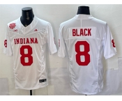 Men's Indiana Hoosiers #8 Kaelon Black White F.U.S.E. 2025 National Champions Patch Stitched Football Jersey