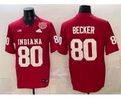 Men's Indiana Hoosiers #80 Charlie Becker Red F.U.S.E. 2025 National Champions Patch Stitched Football Jersey