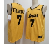 Men's Iowa Hawkeyes #7 Alvaro Folgueiras Yellow Stitched Jersey