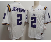Men's LSU Tigers #2 Justin Jefferson White FUSE College Stitched Jersey