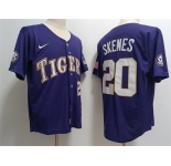 Men's LSU Tigers #20 Paul Skenes Purple Stitched Baseball Jersey