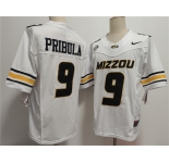 Men's Missouri Tigers #9 Beau Pribula F.U.S.E. White Rose Bowl Patch Stitched Jersey