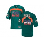 2016 US Flag Fashion Men's Miami Hurricanes Ed Reed #20 College Football Jersey - Green