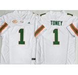 Men's Miami Hurricanes #1 Malachi Toney White F.U.S.E. Stitched Football Jersey