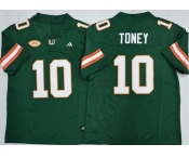 Men's Miami Hurricanes #10 Malachi Toney Green F.U.S.E. 2026 Stitched Football Jersey