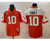 Men's Miami Hurricanes #10 Malachi Toney Orange Alternate F.U.S.E. Fiesta Bowl Champions & Florida Patch Stitched Football Jersey