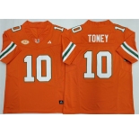 Men's Miami Hurricanes #10 Malachi Toney Orange F.U.S.E. 2026Stitched Football Jersey