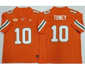 Men's Miami Hurricanes #10 Malachi Toney Orange F.U.S.E. 2026Stitched Football Jersey