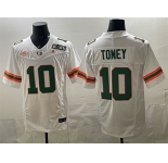 Men's Miami Hurricanes #10 Malachi Toney White F.U.S.E. 2026 & Florida Patch Stitched Football Jersey
