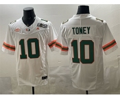 Men's Miami Hurricanes #10 Malachi Toney White F.U.S.E. 2026 & Florida Patch Stitched Football Jersey