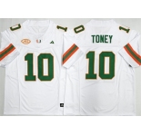 Men's Miami Hurricanes #10 Malachi Toney White F.U.S.E. 2026 Stitched Football Jersey