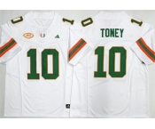 Men's Miami Hurricanes #10 Malachi Toney White F.U.S.E. 2026 Stitched Football Jersey