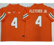 Men's Miami Hurricanes #4 Mark Fletcher Jr. Orange F.U.S.E. 2026 Stitched Football Jersey