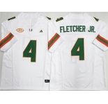 Men's Miami Hurricanes #4 Mark Fletcher Jr. White F.U.S.E. 2026 Stitched Football Jersey