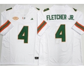 Men's Miami Hurricanes #4 Mark Fletcher Jr. White F.U.S.E. 2026 Stitched Football Jersey