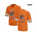 2016 US Flag Fashion Youth Miami Hurricanes Ed Reed #15 College Football Jersey - Orange