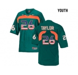 2016 US Flag Fashion Youth Miami Hurricanes Sean Taylor #26 College Football Jersey - Green