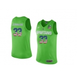 2016 US Flag Fashion　Michigan State Spartans Magic Johnson #33 College Basketball Authentic Jersey - Apple Green
