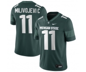 Men's Michigan State Spartans #11 Alessio Milivojevic 2025 Green Football Game Jersey