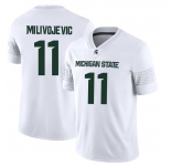 Men's Michigan State Spartans #11 Alessio Milivojevic 2025 White Football Game Jersey