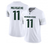 Men's Michigan State Spartans #11 Alessio Milivojevic 2025 White Football Game Jersey