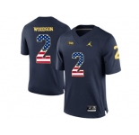 2016 US Flag Fashion-2016 Men's Jordan Brand Michigan Wolverines Charles Woodson #2 College Football Limited Jersey - Navy Blue