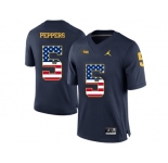 2016 US Flag Fashion-2016 Men's Jordan Brand Michigan Wolverines Jabrill Peppers #5 College Football Limited Jersey - Navy Blue