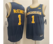 Men's Michigan Wolverines #1 Trey McKenney Navy 2026 Vapor Limited Stitched Football Jersey