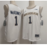 Men's Michigan Wolverines #1 Trey McKenney White 2026 Vapor Limited Stitched Jersey