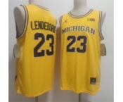 Men's Michigan Wolverines #23 Yaxel Lendeborg Yellow Vapor Limited Stitched Football Jersey