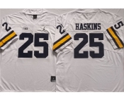 Men's Michigan Wolverines #25 HASKINS White Stitched Jersey