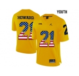 2016 US Flag Fashion-2016 Youth Jordan Brand Michigan Wolverines Desmond Howard #21 College Football Limited Jersey - Yellow