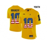2016 US Flag Fashion-2016 Youth Jordan Brand Michigan Wolverines Tom Brady #10 College Football Limited Jersey - Yellow