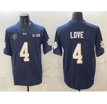 Men's Notre Dame Fighting Irish #4 Jeremiyah Love Navy F.U.S.E. 2025 CFP Final Patch Limited Stitched Football Jersey