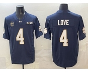 Men's Notre Dame Fighting Irish #4 Jeremiyah Love Navy F.U.S.E. 2025 CFP Final Patch Limited Stitched Football Jersey